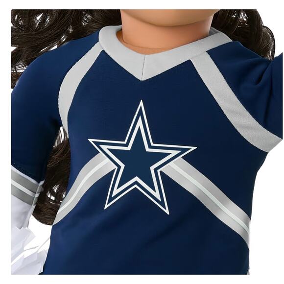 American Girl NFL Dallas Cowboys Cheer UNFORM DCC Cheerleader Costume Pom Poms - Picture 8 of 11